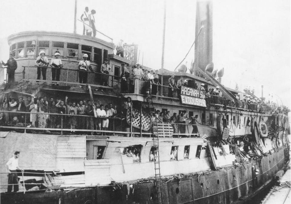 Jewish refugees pack the ship Exodus in 1947 in a futile effort to reach British-controlled Palestine. 
