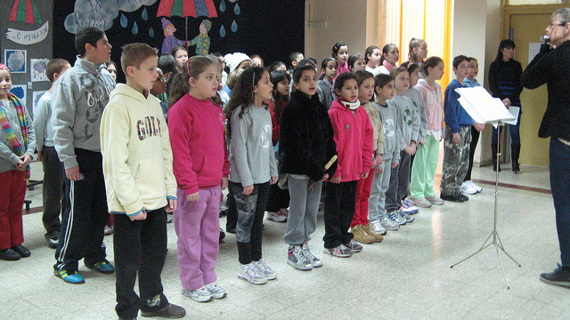 Children with and without autism sing in the Yad Hamoreh choir.