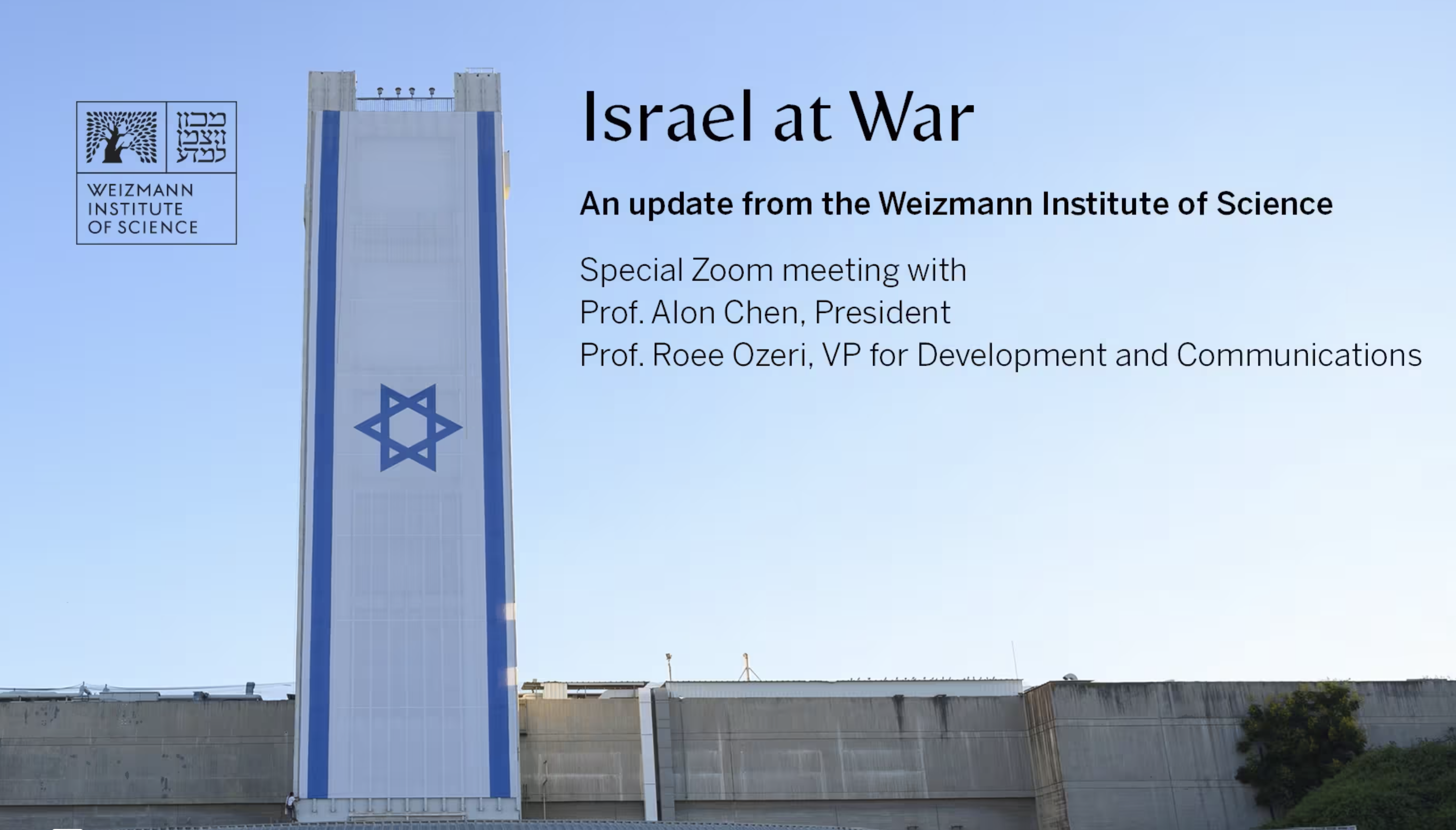 Israel at War: An update from the Weizmann Institute of Science, October 18, 2023